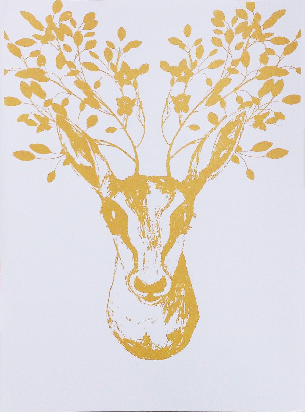 Deer with Golden Leaves - Screen print