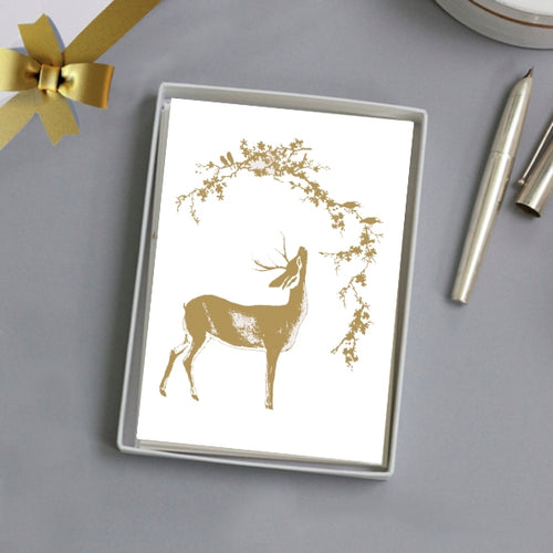 5 x Greeting Cards - Deer in the Golden Woods
