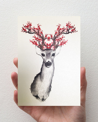 Greeting Card - Doe with the Blossom Thoughts